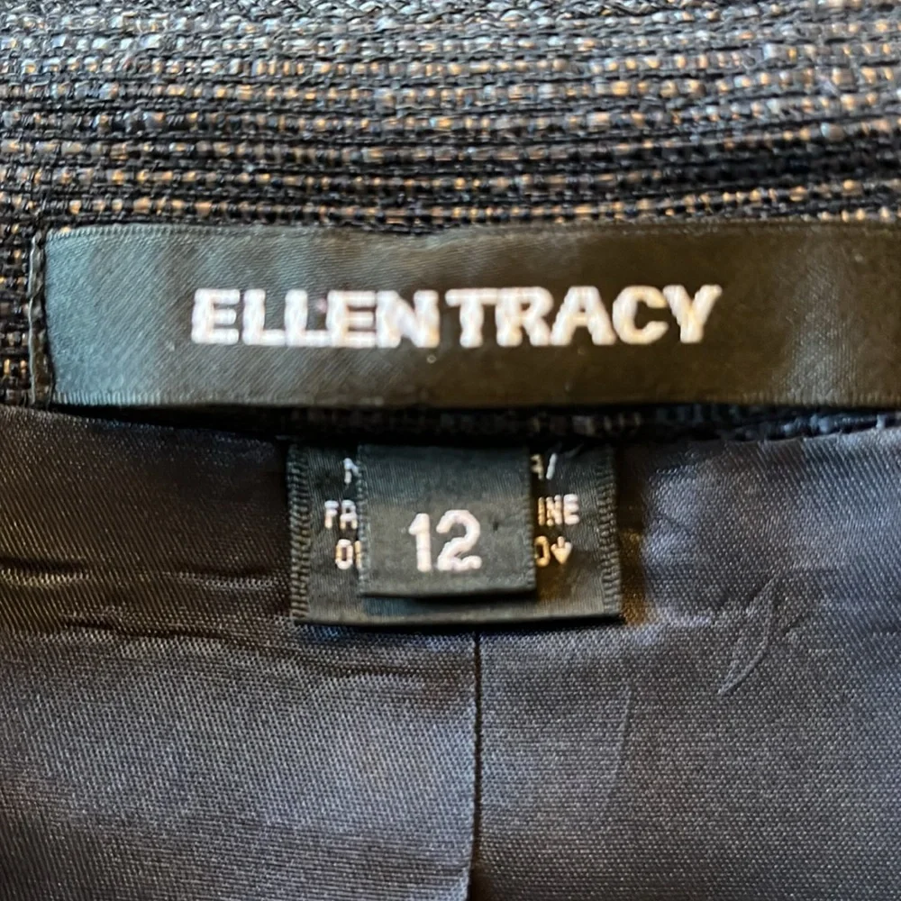Ellen Tracy Blue Sheen Blazer w/shoulder pads,oversized Button & pockets Size 12 - Picture 11 of 14